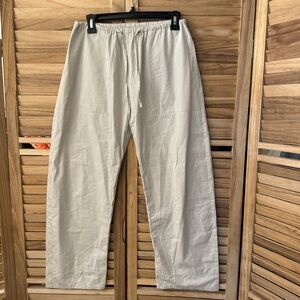 LESET Kyoto cropped cotton wide-leg striped pants size S